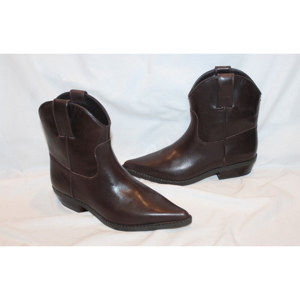 Michael Kors Noemie Women Pointed Toe Brown Leather Pull On Ankle Boots 6.5 $175